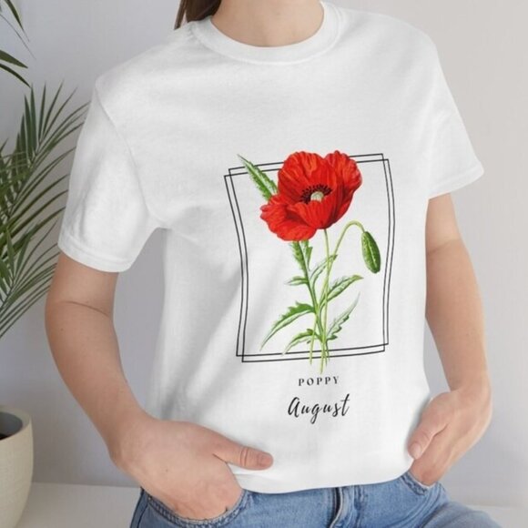 Tops - August Birth Flower Shirt, Birth Month Flower Tee, Plant Mom Gift, Birthday Girl
